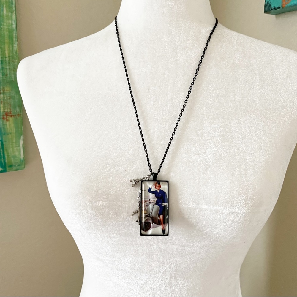 Come Fly With Me Flight Attendant Travel Charm Fashion Necklace